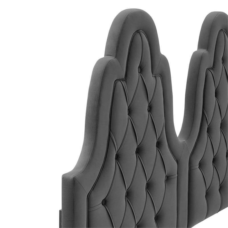 Modway Augustine Tufted Performance Velvet Twin Headboard in Charcoal