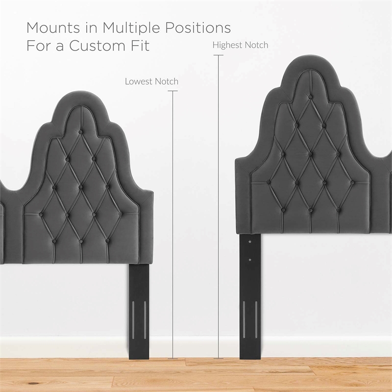 Modway Augustine Tufted Performance Velvet Twin Headboard in Charcoal