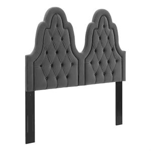 Modway Augustine Tufted Performance Velvet Twin Headboard in Charcoal