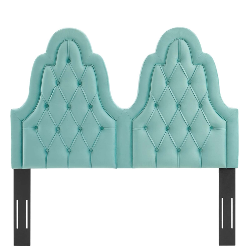 Modway Augustine Tufted Performance Velvet Twin Headboard in Mint Green