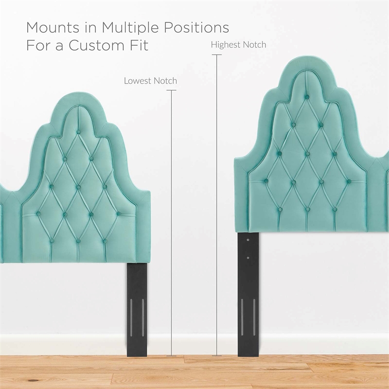 Modway Augustine Tufted Performance Velvet Twin Headboard in Mint Green