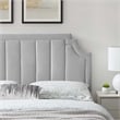 Modway Alyona Channel Tufted Performance Velvet Twin Headboard in Light Gray