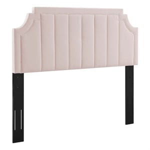 Modway Alyona Channel Tufted Performance Velvet Twin Headboard in Pink