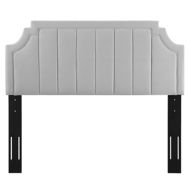 Modway Alyona Channel Tufted Velvet Full/Queen Headboard in Light Gray