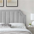 Modway Alyona Channel Tufted Velvet Full/Queen Headboard in Light Gray