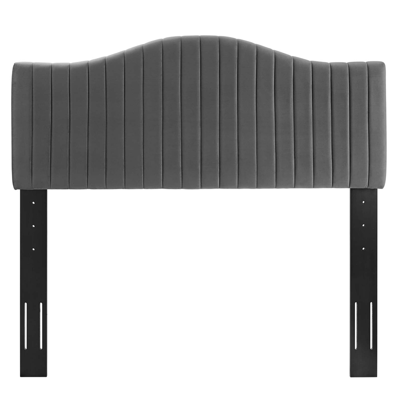 Modway Brielle Channel Tufted Performance Velvet Twin Headboard in Charcoal