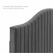 Modway Brielle Channel Tufted Performance Velvet Twin Headboard in Charcoal
