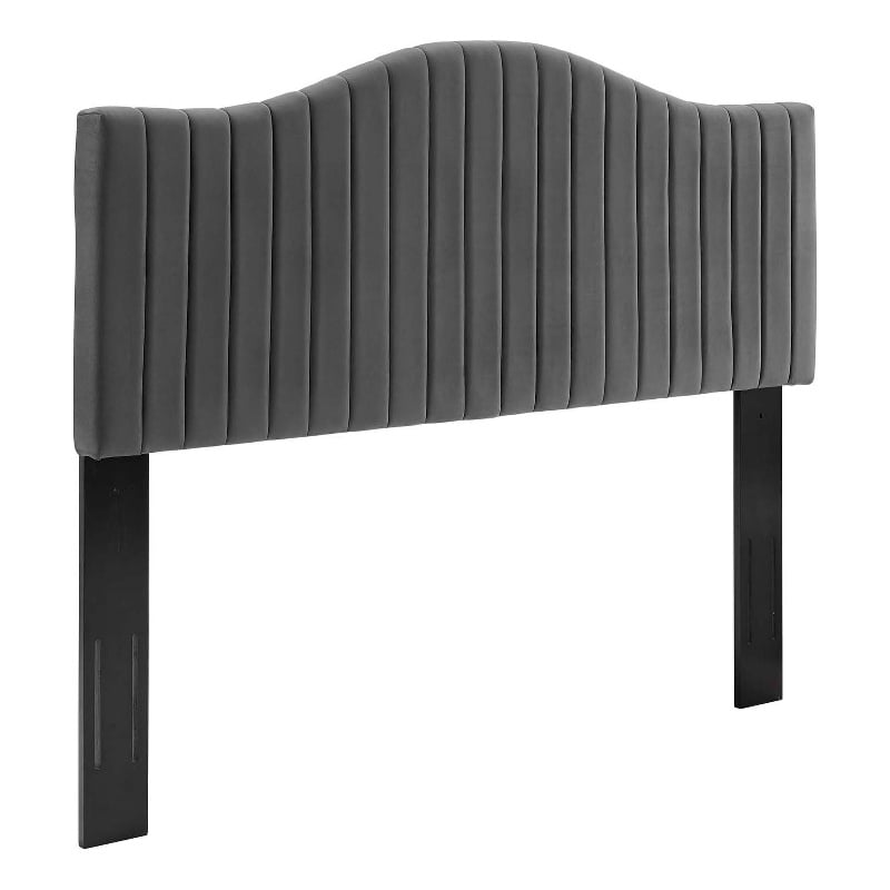 Modway Brielle Channel Tufted Performance Velvet Twin Headboard in Charcoal
