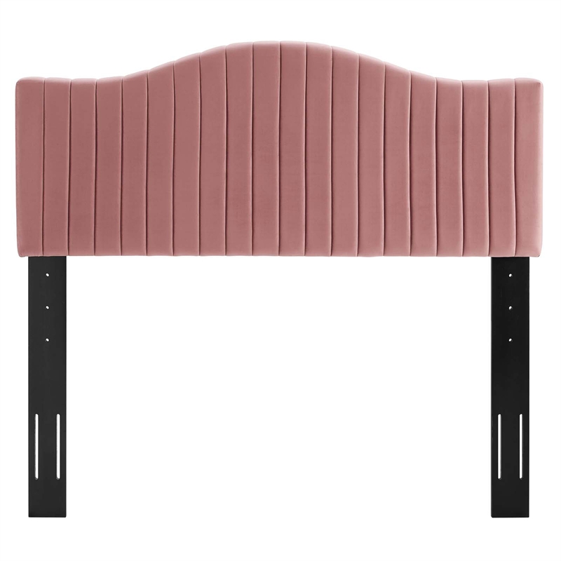 Modway Brielle Channel Tufted Performance Velvet Twin Headboard in Dusty Rose
