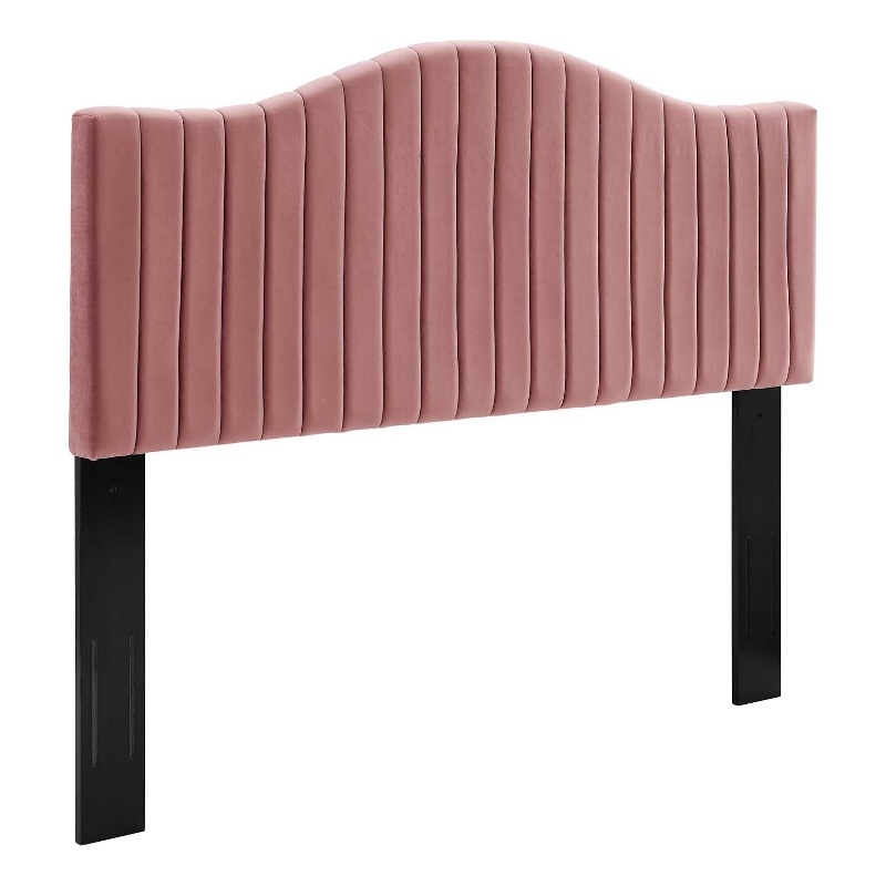 Modway Brielle Channel Tufted Performance Velvet Twin Headboard in Dusty Rose