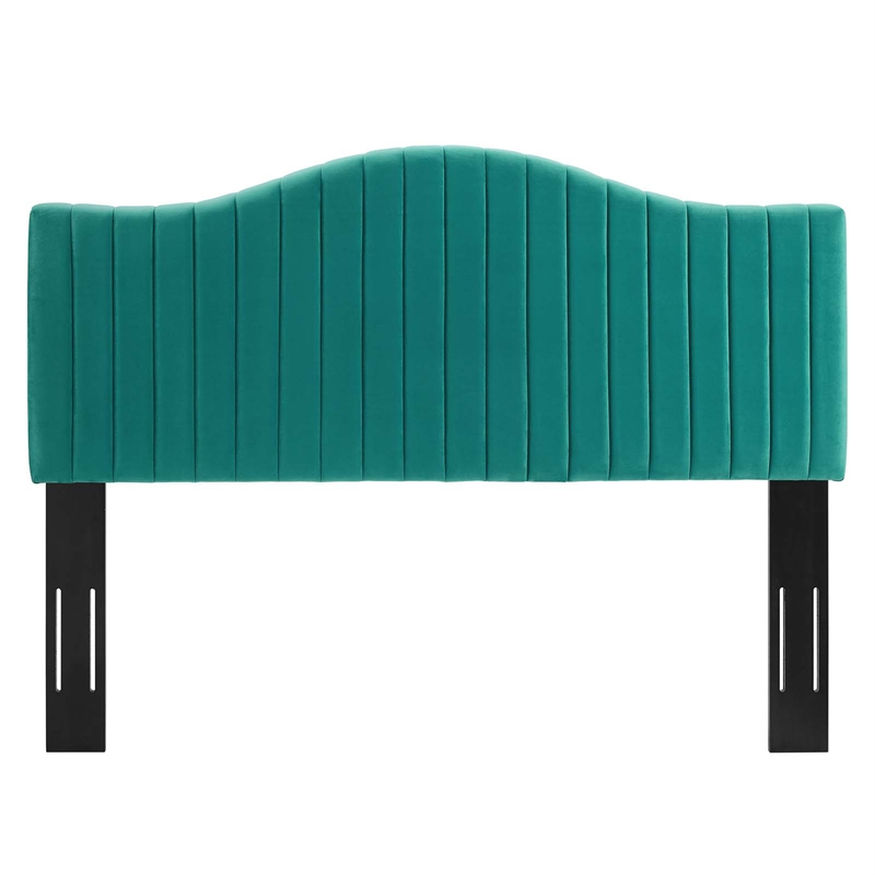 Modway Brielle Channel Tufted Performance Velvet Twin Headboard in Teal Green