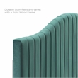 Modway Brielle Channel Tufted Performance Velvet Twin Headboard in Teal Green