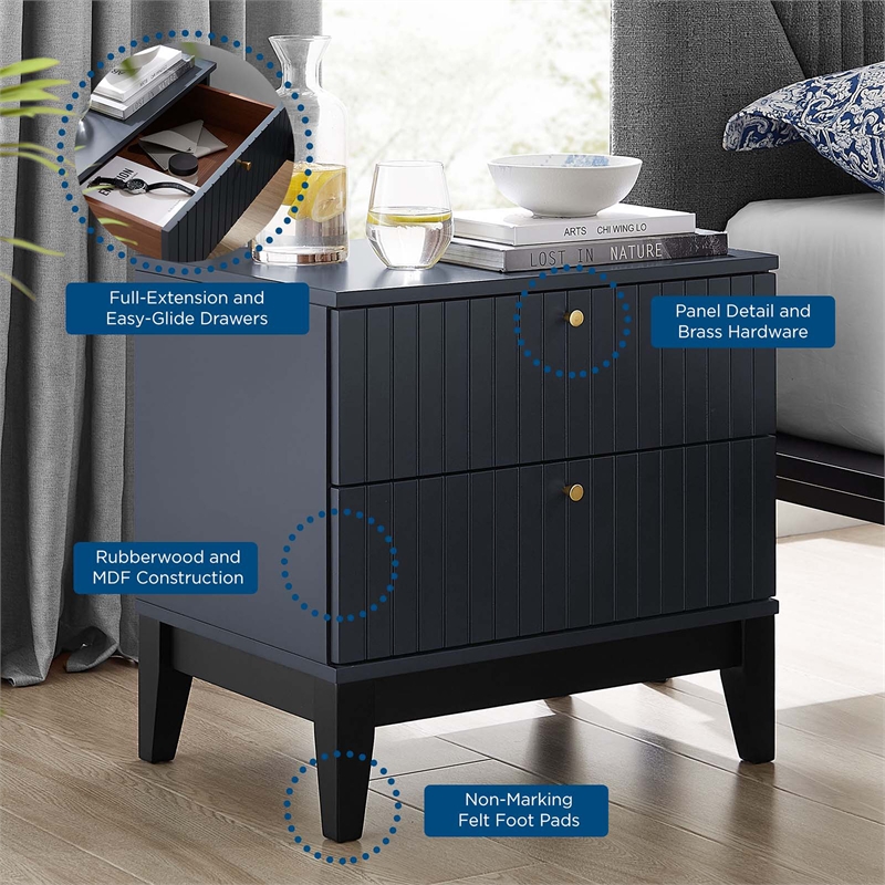 Modway Dakota 3-Piece Wood and Polyester Fabric Upholstered Bedroom Set in Blue