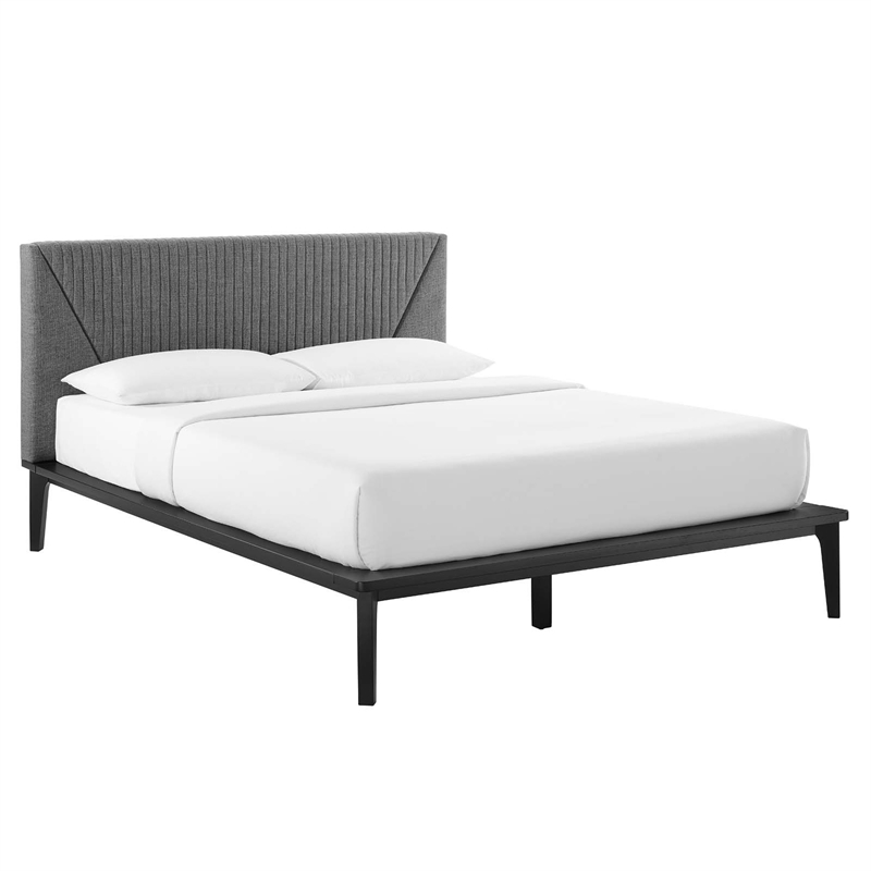 Modway Dakota 3-Piece Wood and Polyester Fabric Upholstered Bedroom Set in Blue