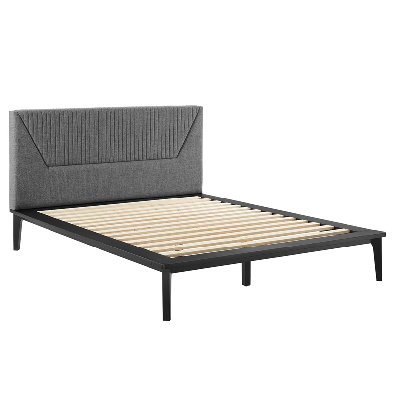 Modway Dakota 3-Piece Wood and Polyester Fabric Upholstered Bedroom Set in Blue