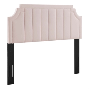 Modway Alyona Channel Tufted Performance Velvet Full/Queen Headboard in Pink