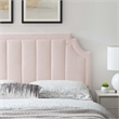 Modway Alyona Channel Tufted Performance Velvet Full/Queen Headboard in Pink