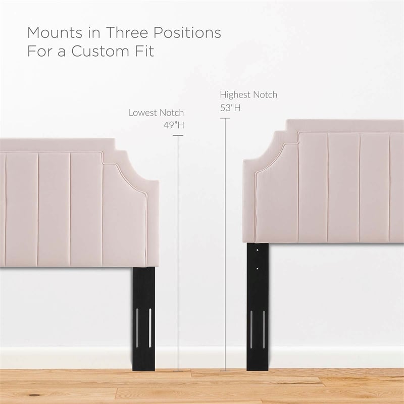 Modway Alyona Channel Tufted Performance Velvet Full/Queen Headboard in Pink