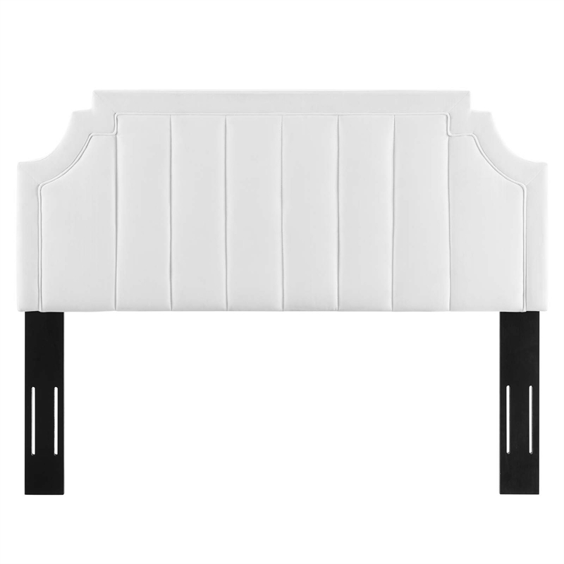Modway Alyona Channel Tufted Performance Velvet Full/Queen Headboard in White