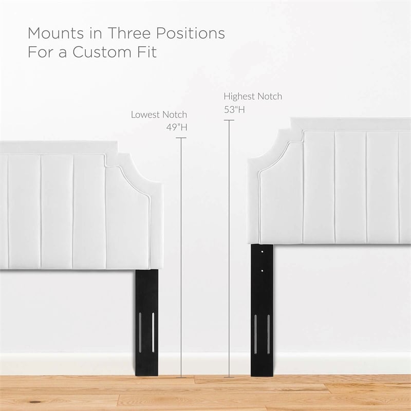 Modway Alyona Channel Tufted Performance Velvet Full/Queen Headboard in White