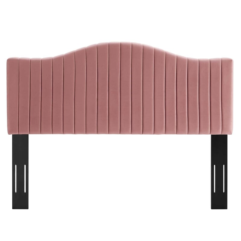 Modway Brielle Channel Tufted Velvet Full/Queen Headboard in Dusty Rose