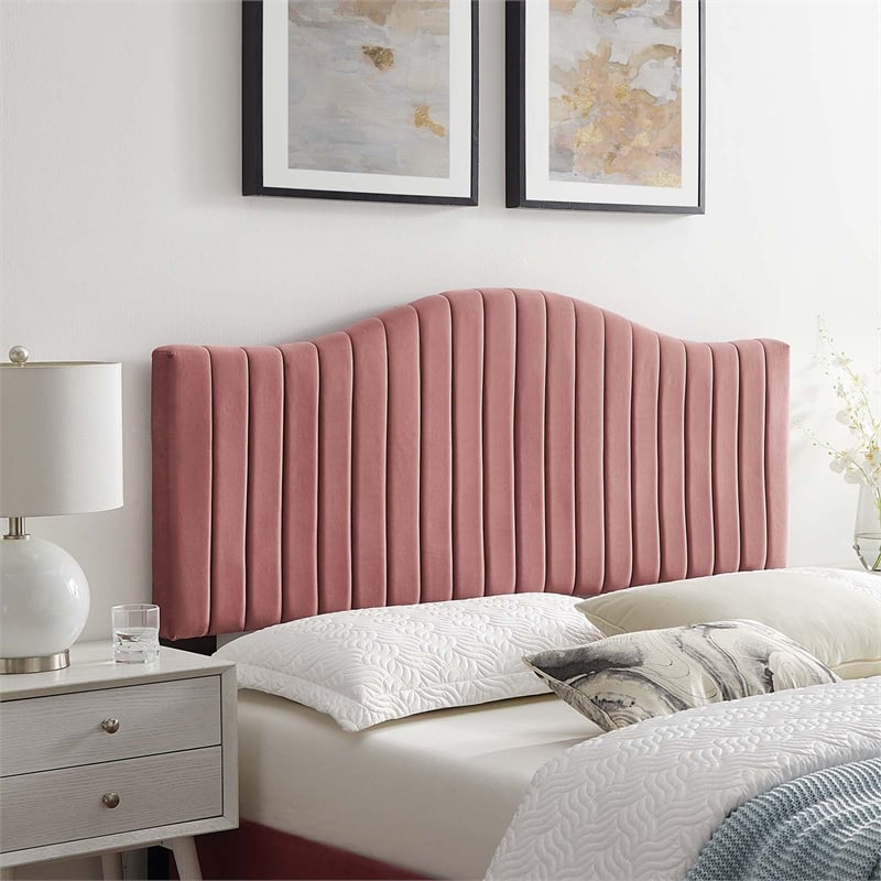 modway brielle channel tufted velvet king/california king headboard - dusty rose