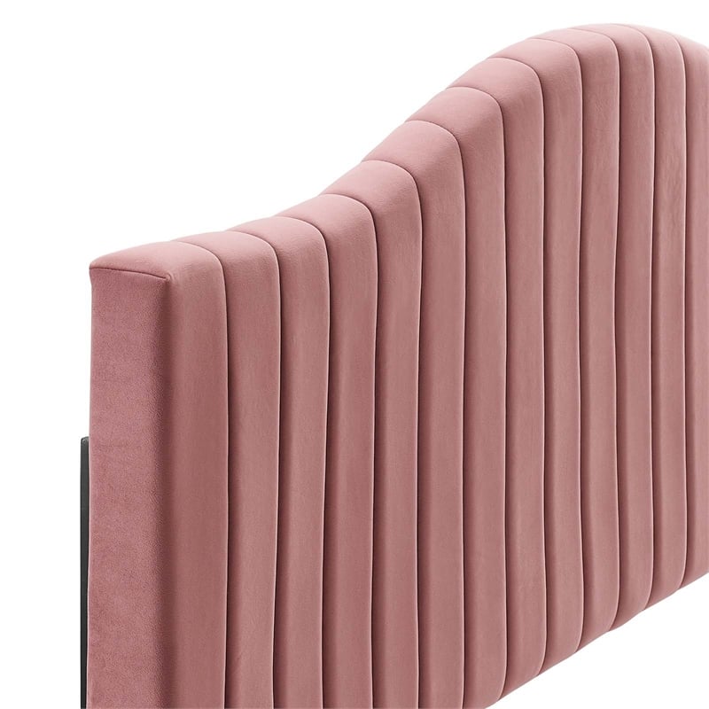 modway brielle channel tufted velvet king/california king headboard - dusty rose