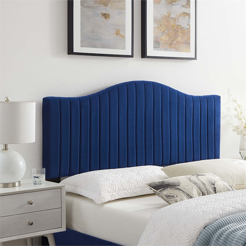 Modway Brielle Channel Tufted Velvet King/California King Headboard in Navy