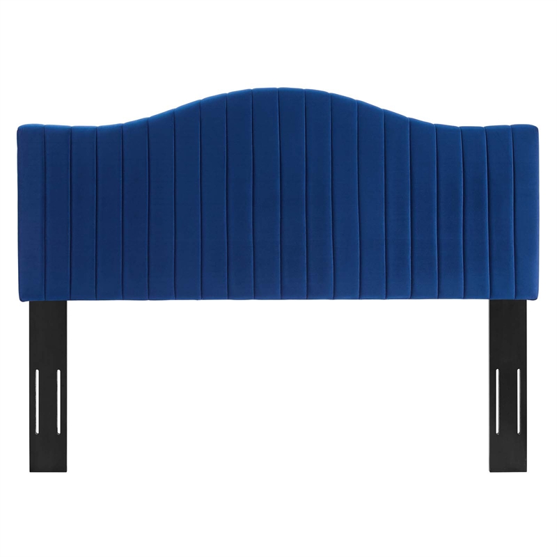Modway Brielle Channel Tufted Velvet King/California King Headboard in Navy