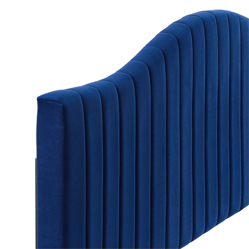 Modway Brielle Channel Tufted Velvet King/California King Headboard in Navy