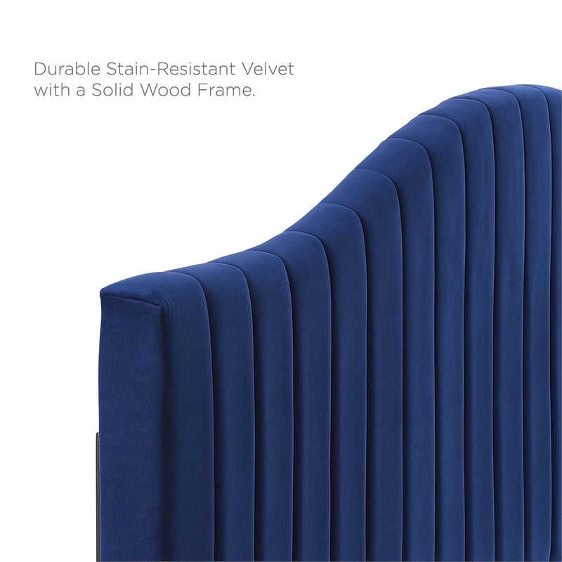 Modway Brielle Channel Tufted Velvet King/California King Headboard in Navy