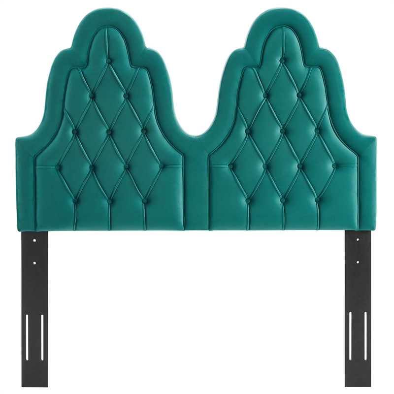 Modway Augustine Tufted Performance Velvet Twin Headboard in Teal Green