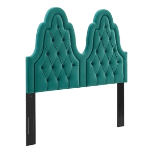 modway augustine twin tufted performance velvet headboard in teal green