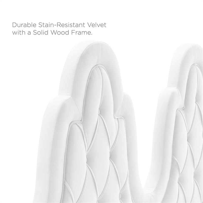 Modway Augustine Tufted Performance Velvet Twin Headboard in White