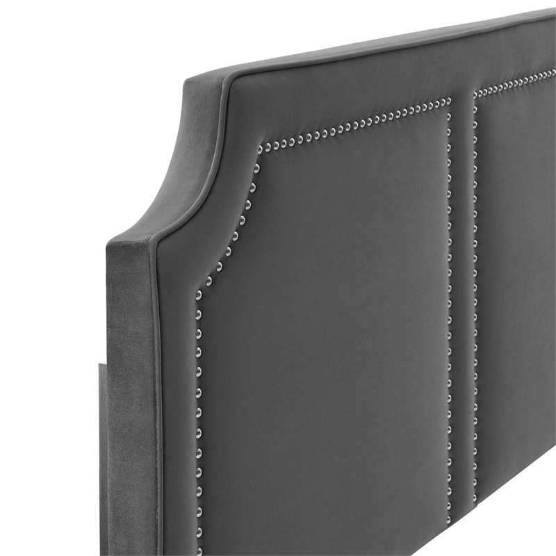 Modway Cynthia Modern Performance Velvet Twin Headboard in Charcoal