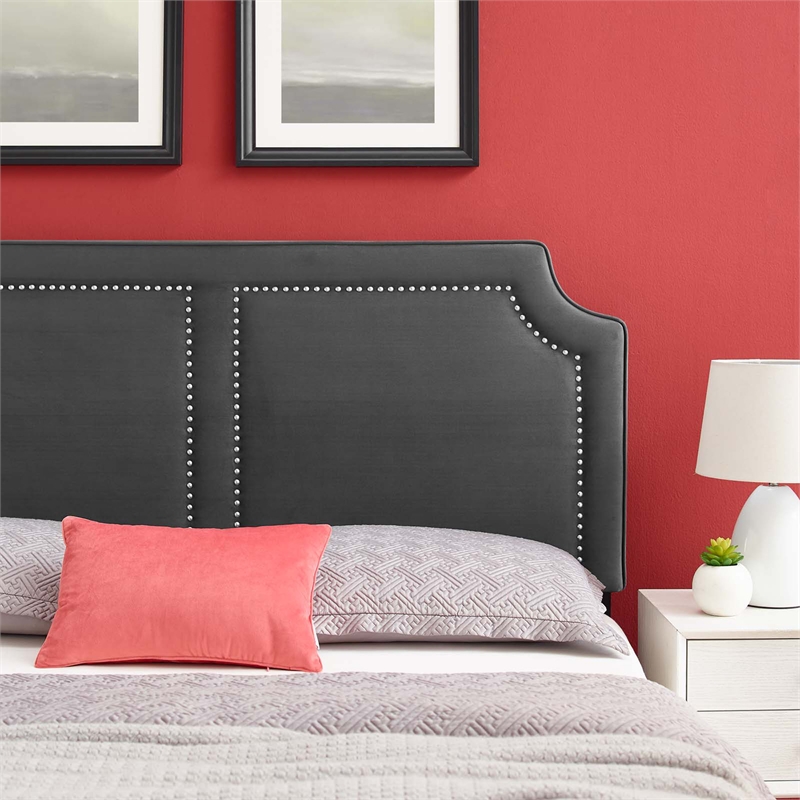 Modway Cynthia Modern Performance Velvet Twin Headboard in Charcoal