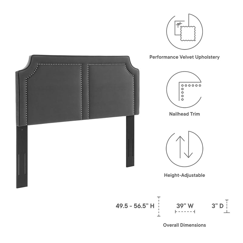 Modway Cynthia Modern Performance Velvet Twin Headboard in Charcoal