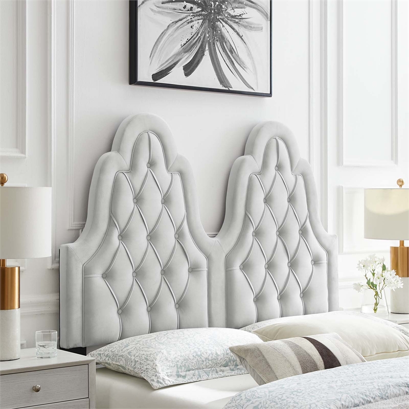 Modway Augustine Performance Velvet King/California King Headboard in Light Gray