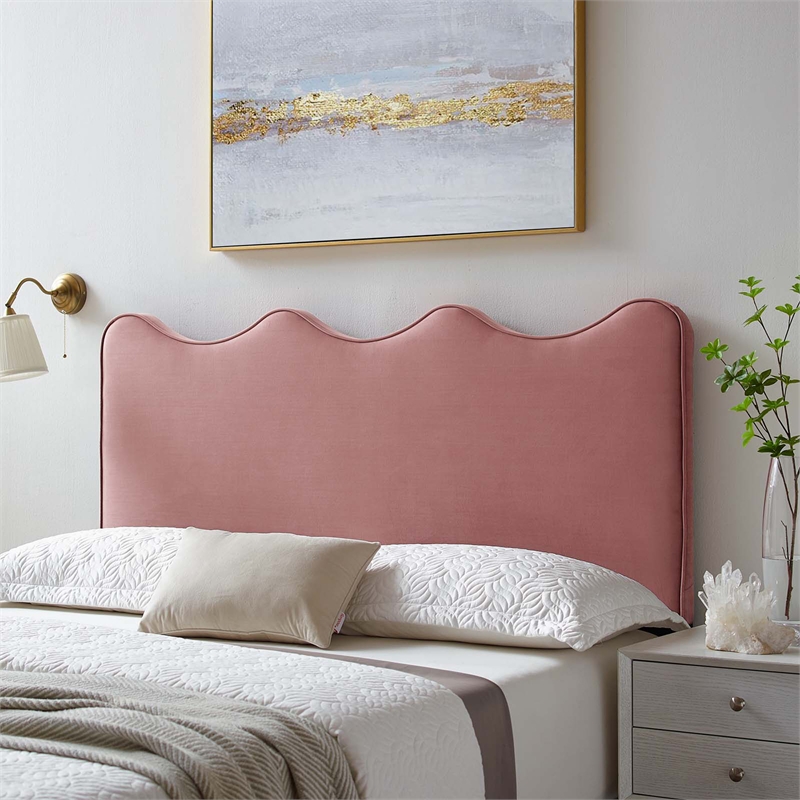 Modway Athena Modern Performance Velvet Twin Headboard in Dusty Rose