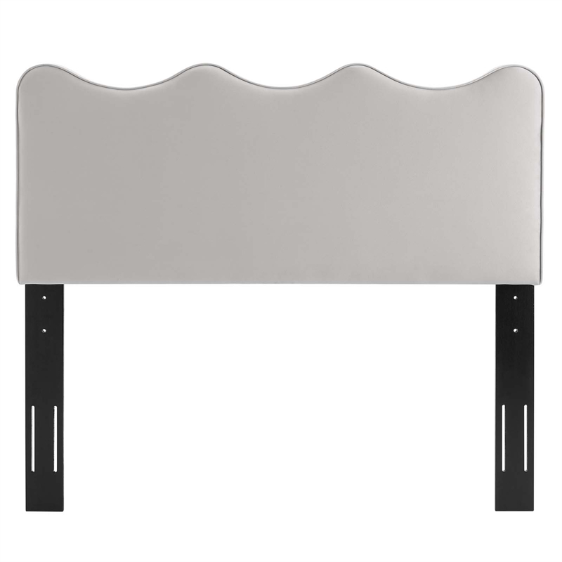 Modway Athena Modern Performance Velvet Twin Headboard in Light Gray