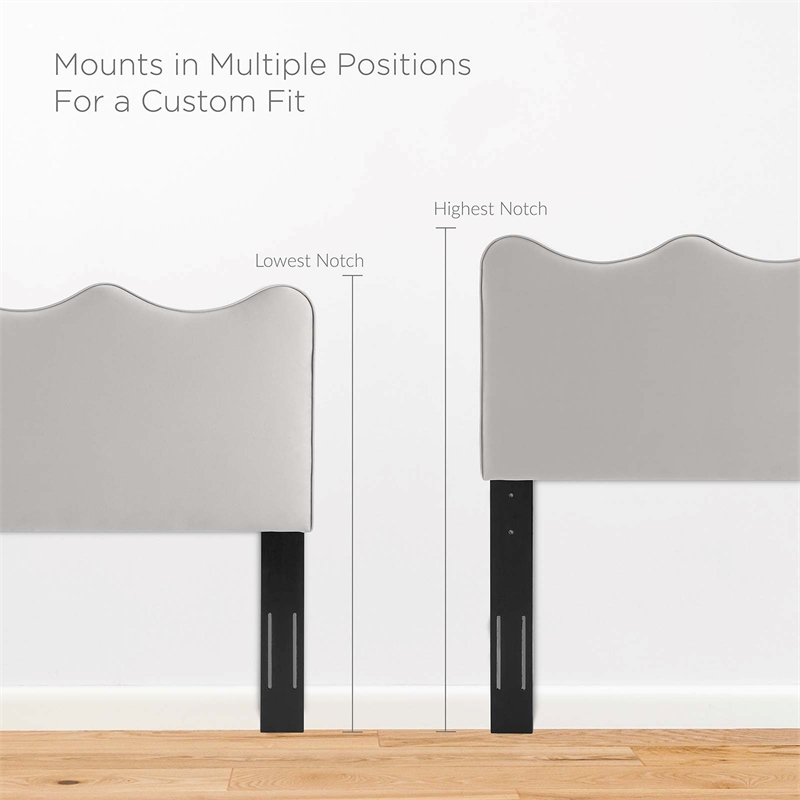 Modway Athena Modern Performance Velvet Twin Headboard in Light Gray