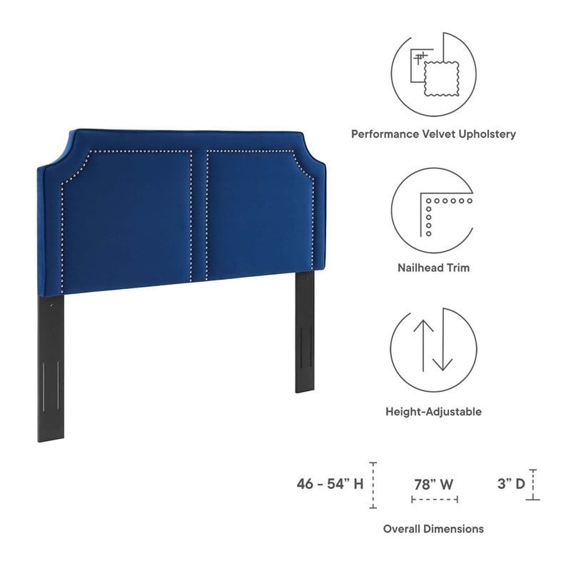 Modway Cynthia Modern Performance Velvet King/California King Headboard in Navy