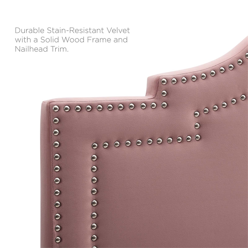 Modway Lucia Full/Queen Modern Performance Velvet Headboard in Dusty Rose