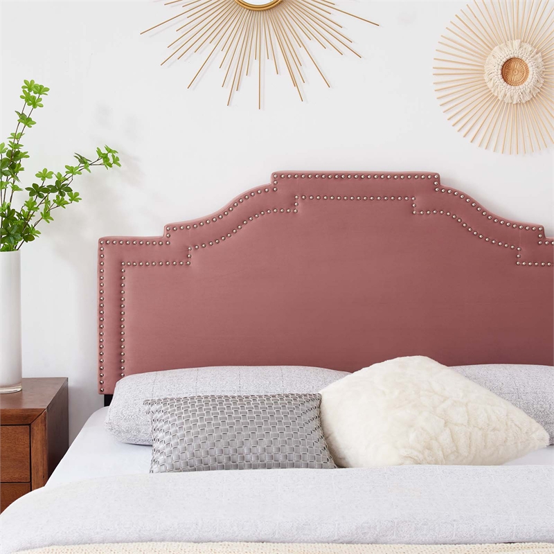 Modway Lucia Full/Queen Modern Performance Velvet Headboard in Dusty Rose