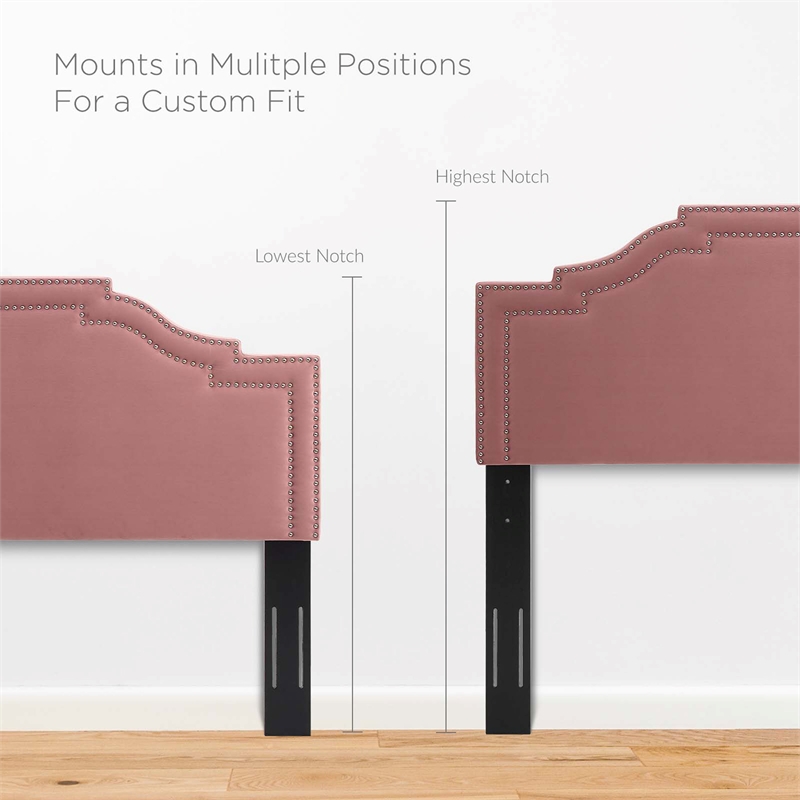 Modway Lucia Full/Queen Modern Performance Velvet Headboard in Dusty Rose