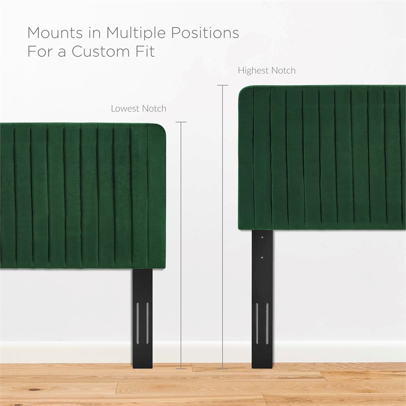 Modway Milenna Channel Tufted Performance Velvet Full/Queen Headboard in Emerald