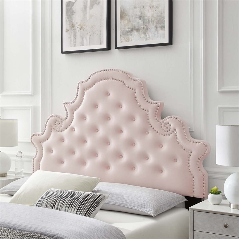Modway Diana Tufted Performance Velvet Full/Queen Headboard in Pink