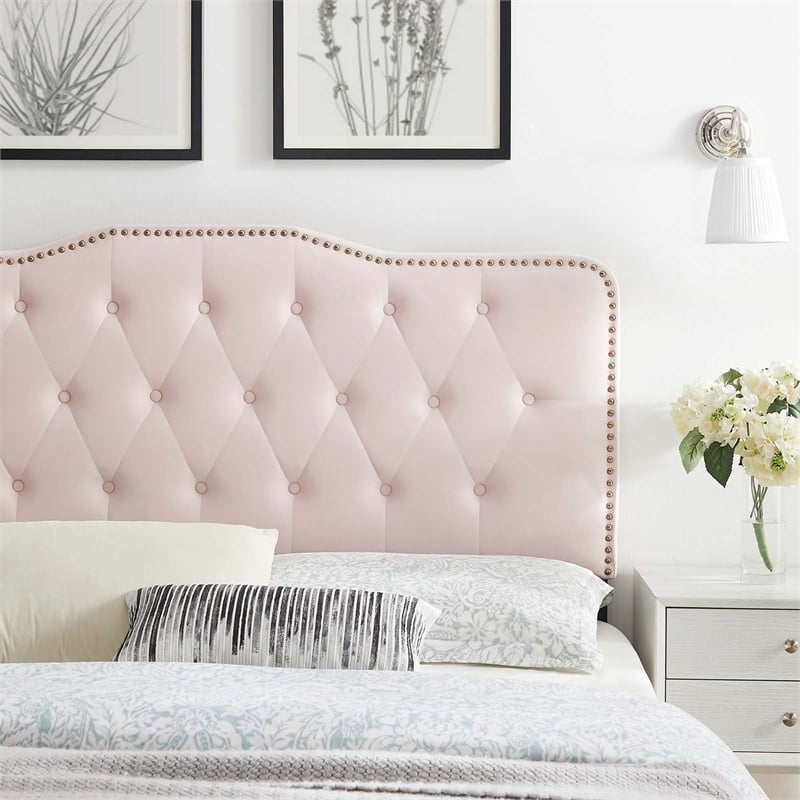 Modway Sophia Tufted Performance Velvet Full/Queen Headboard in Pink