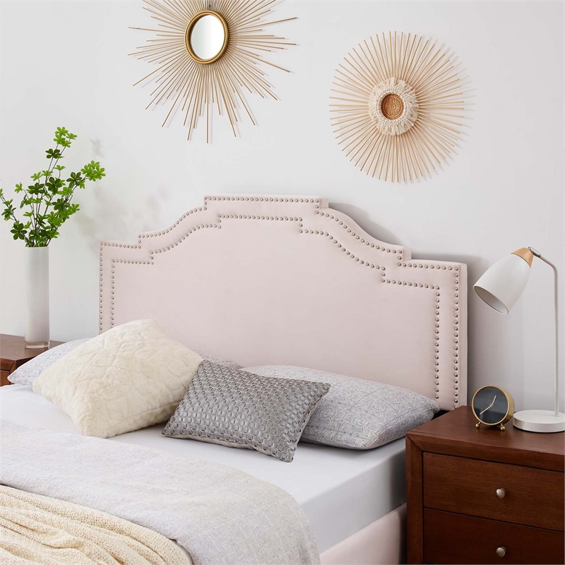 Modway Lucia King/California King Performance Velvet Headboard in Pink