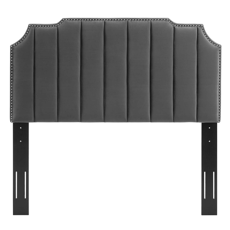 Modway Rosalind Modern Performance Velvet Twin Headboard in Charcoal